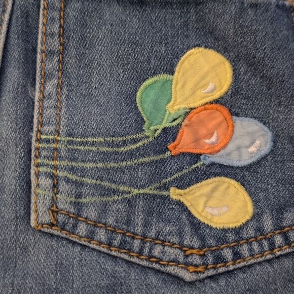 Vintage Girls Embroidered Bunny & Balloons Blue Denim Jeans Size 6 - Picture 4 of 8